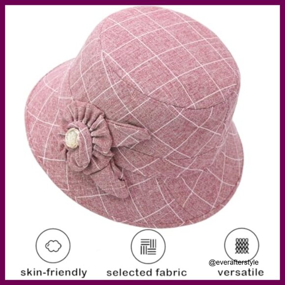Vintage Floral Bucket Hat Cotton Polyester Adjustable Fedora